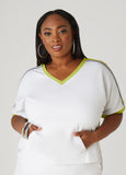 Plus Size Striped French Terry Hi Low Top