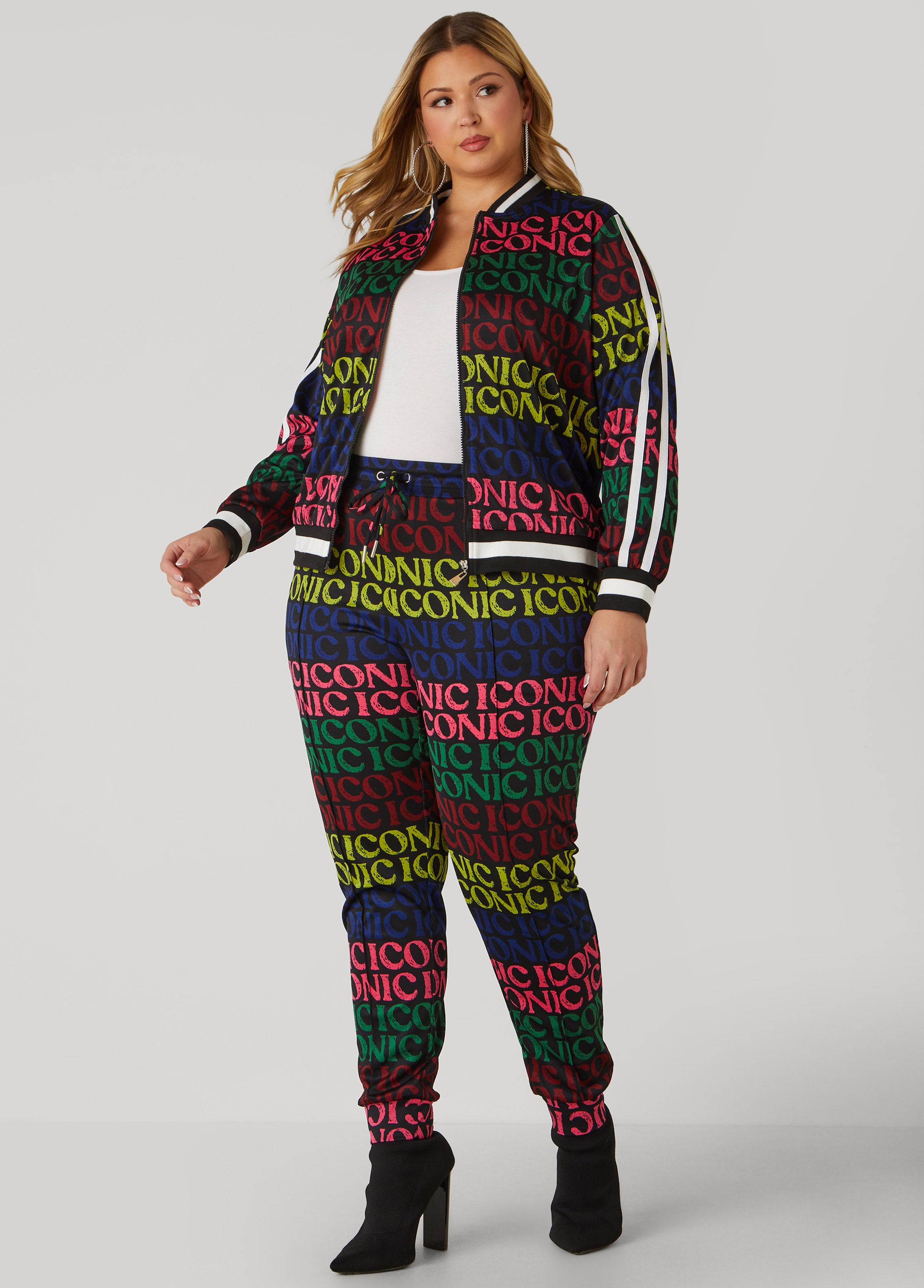 Plus Size Iconic Print Track Joggers