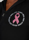 Pink Ribbon Graphic Print Hoodie
