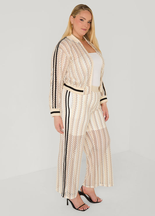 Striped Crocheted Wide Leg Pants