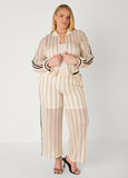 Striped Crocheted Wide Leg Pants