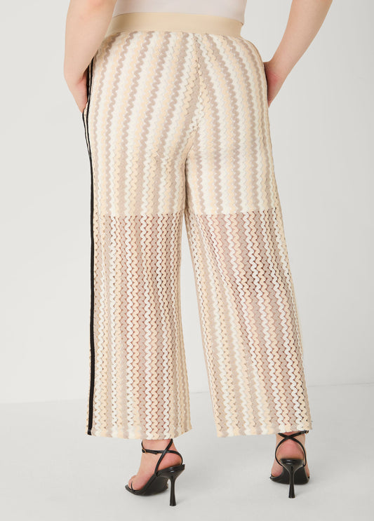 Striped Crocheted Wide Leg Pants