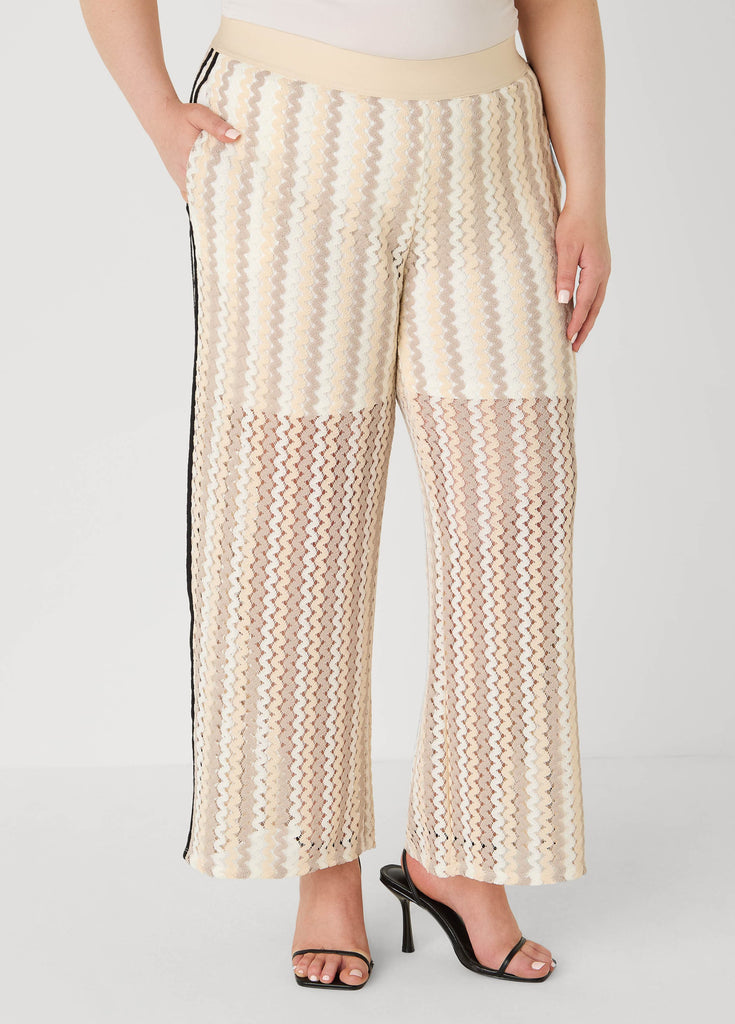 パンツ NEW OLD AW25 RIB STRAIGHT TROUSERS Striped Crocheted Wide Leg Pants – Ashley Stewart