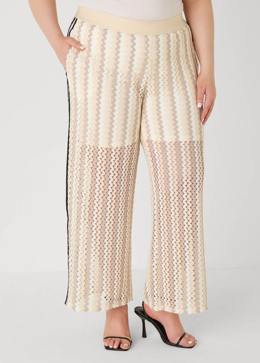 Striped Crocheted Wide Leg Pants