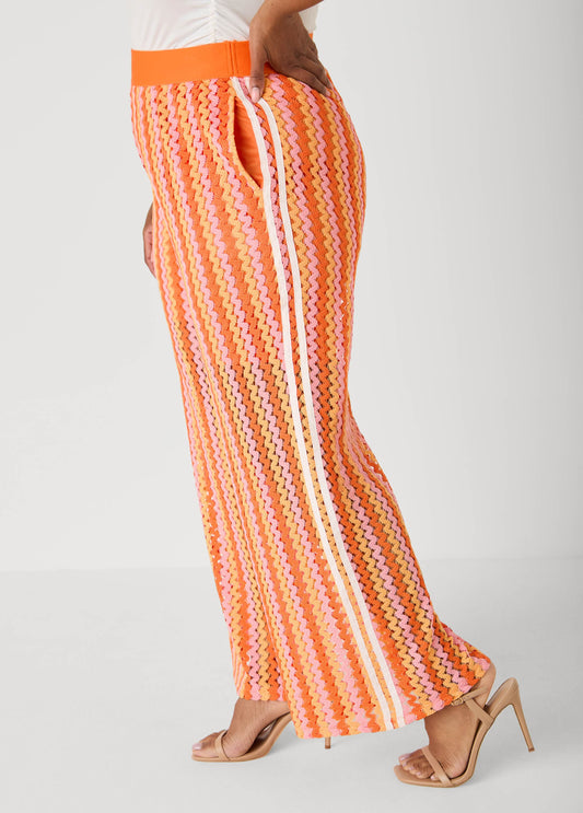 Striped Crochet Wide Leg Pants
