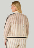Striped Crocheted Bomber Jacket
