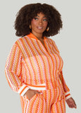 Striped Crochet Bomber Jacket