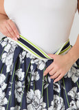 Striped And Floral Pleated Skort
