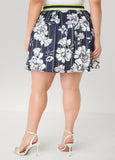 Striped And Floral Pleated Skort