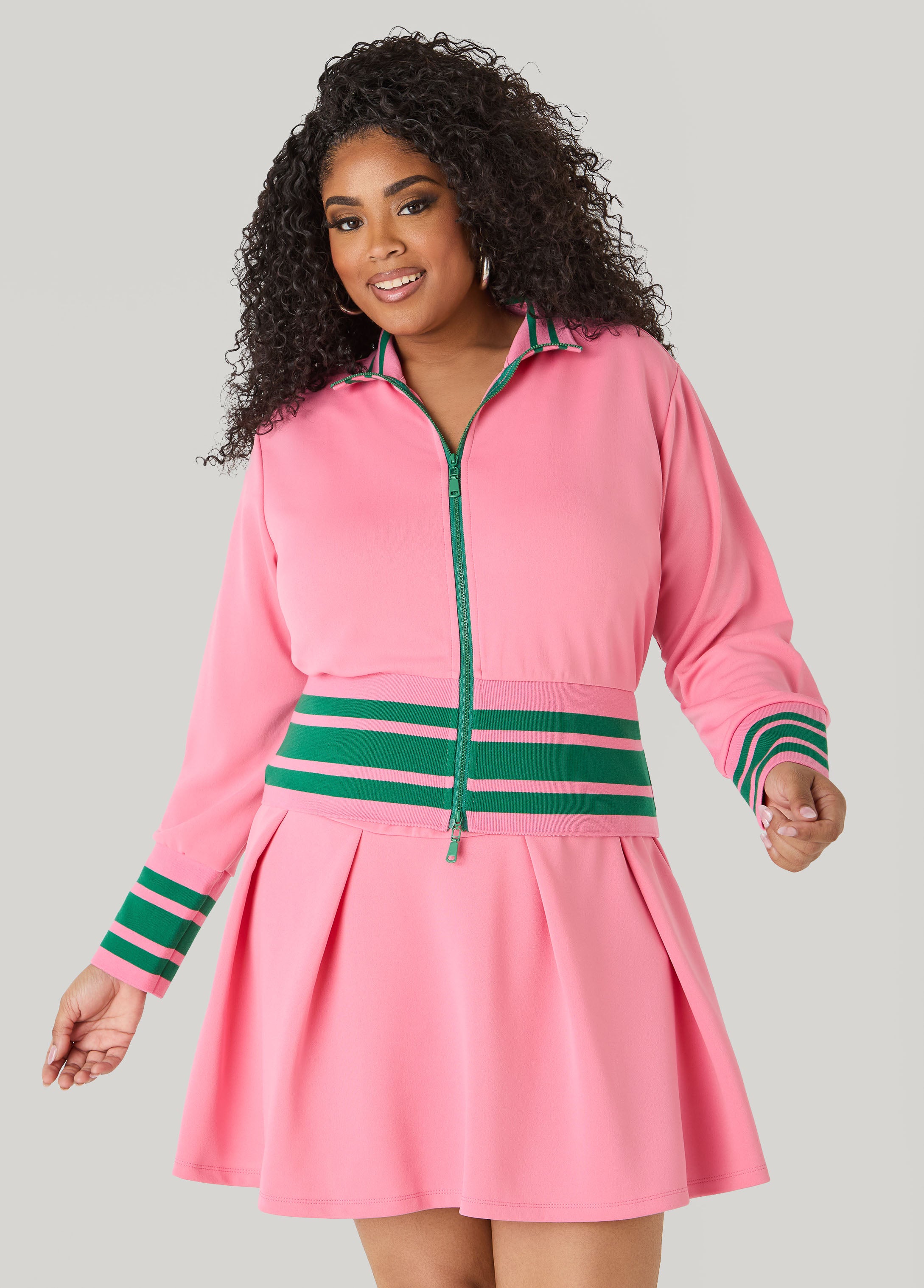 Two Way Zip Striped Track Jacket