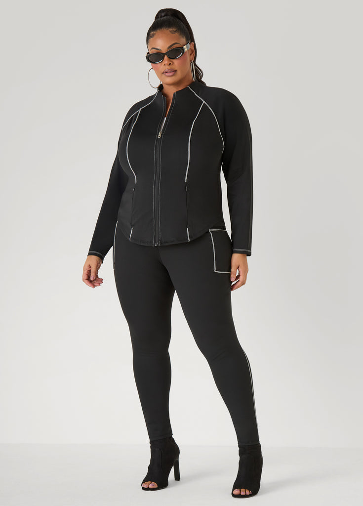 Piped High Waist Leggings – Ashley Stewart