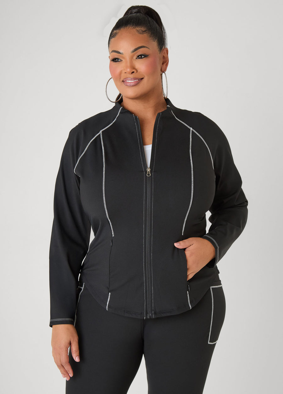 Piped Zip Front Track Jacket