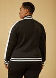 Striped Cold Shoulder Track Jacket