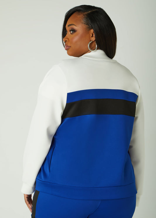 Colorblock Zip Front Track Jacket