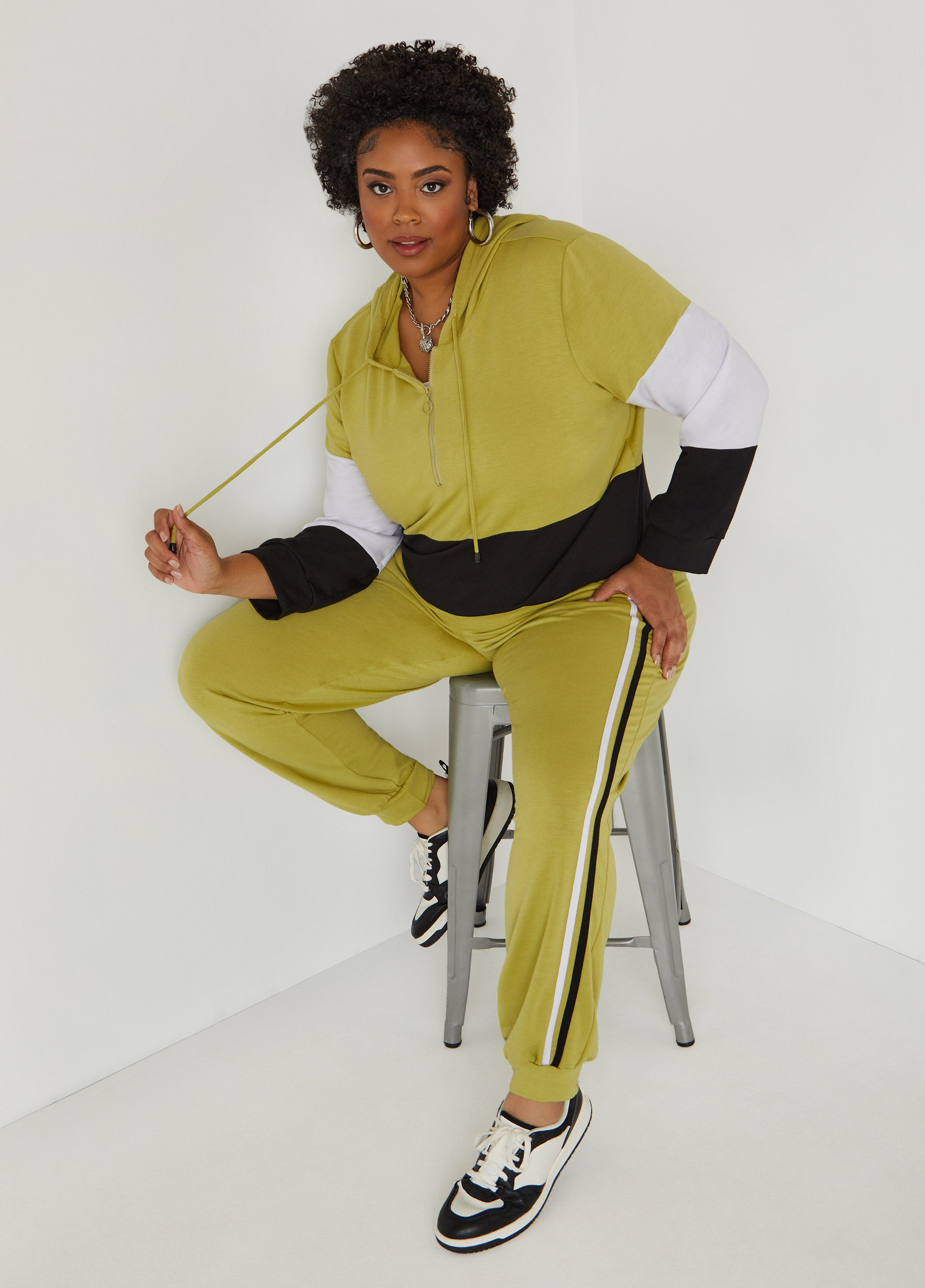 Zip Front Colorblock Hoodie – Ashley Stewart