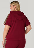 Animal Print Paneled Hoodie