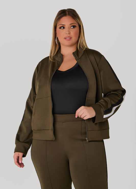 Striped Zip Front Track Jacket