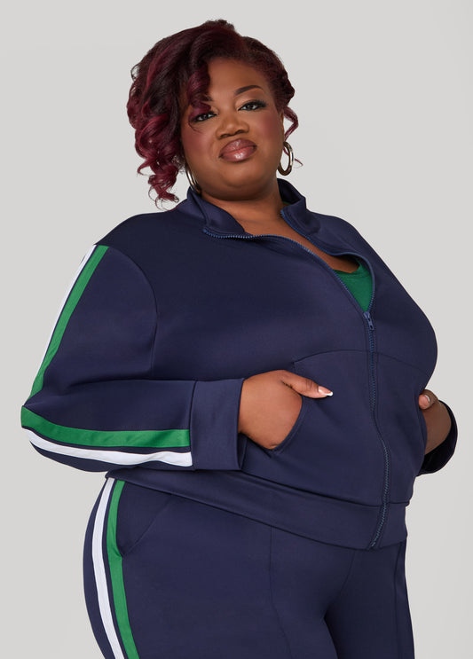 Zip Front Striped Track Jacket