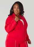 Plus Size Piped Red Track Jacket Plus Size Y2K Streetwear Set