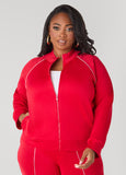 Plus Size Piped Red Track Jacket Plus Size Y2K Streetwear Set