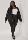 Plus Size Piped Black Track Jacket Plus Size Y2K Streetwear Set
