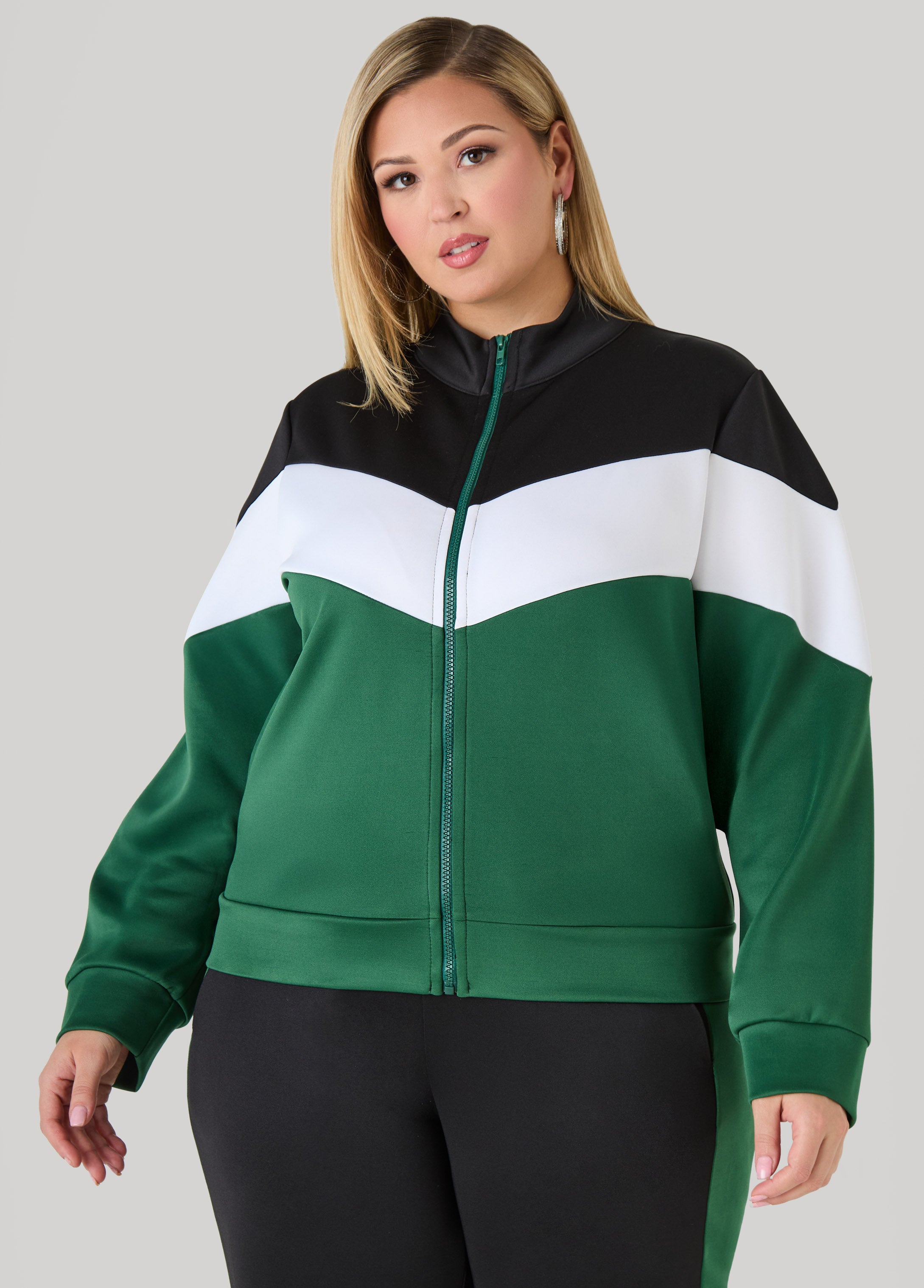 Zip Front Colorblock Track Jacket