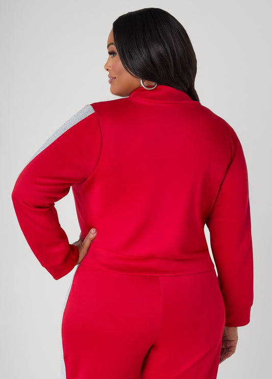 Metallic Paneled Track Jacket