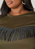 Studded Fringed Pullover