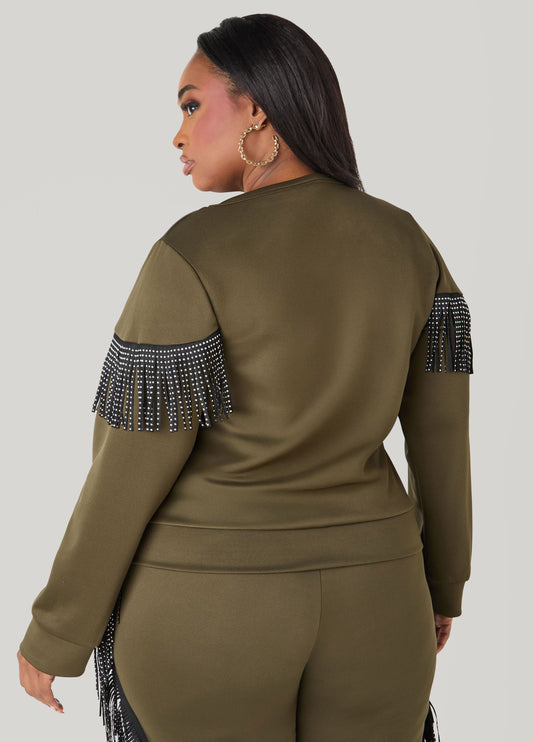 Studded Fringed Pullover