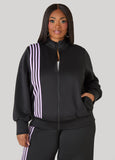 Striped Zip Front Track Jacket
