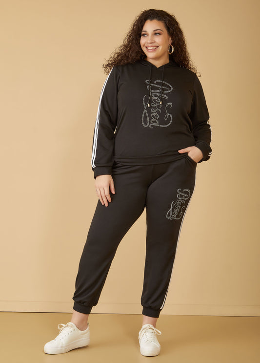 Plus Size Blessed Joggers Set 80s 2000 fashion Y2K Streetwear Set
