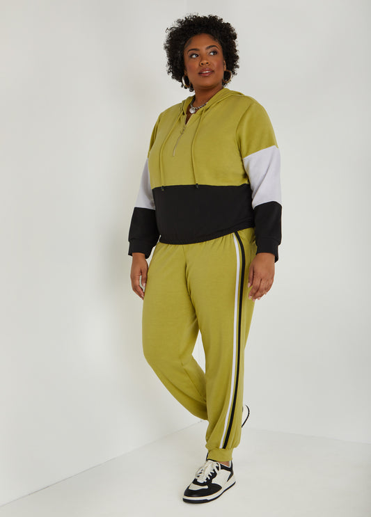 Plus Size Striped Fashion Athletic Joggers Streetwear Set