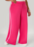 Striped Trim Wide Leg Track Pants