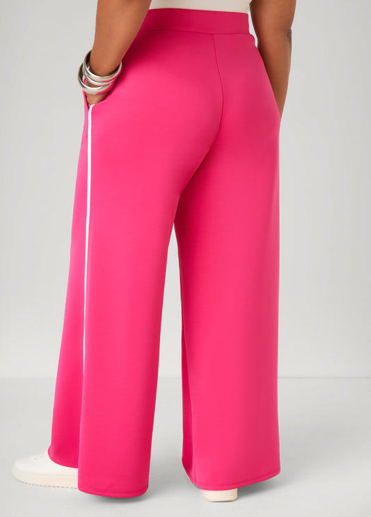 Striped Trim Wide Leg Track Pants