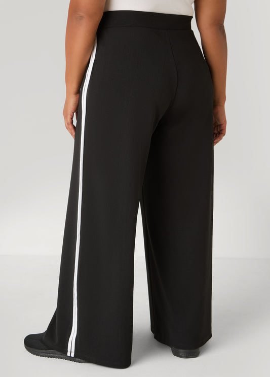 Striped Textured Wide Leg Pants