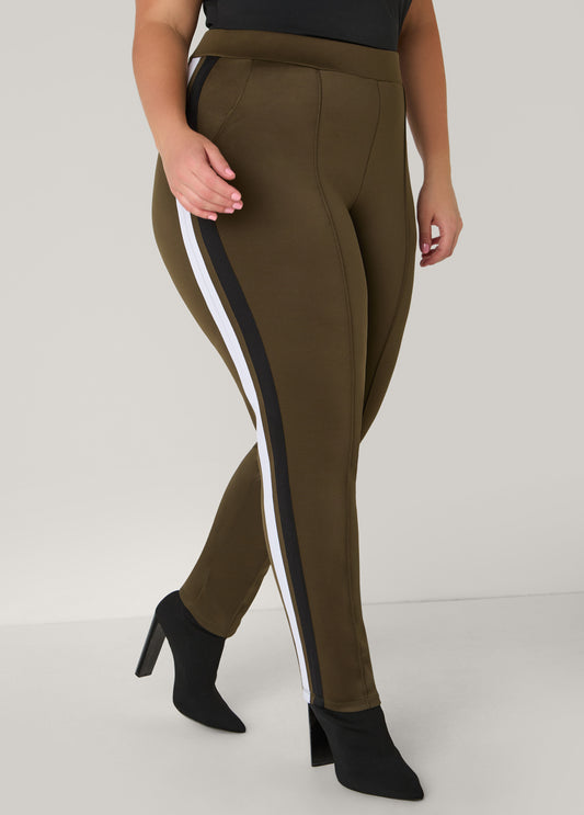 Pintucked Striped Leggings