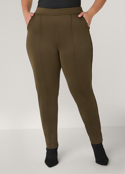 Pintucked Striped Leggings