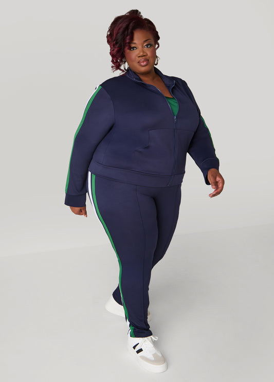 Plus Size Striped Pintucked Leggings