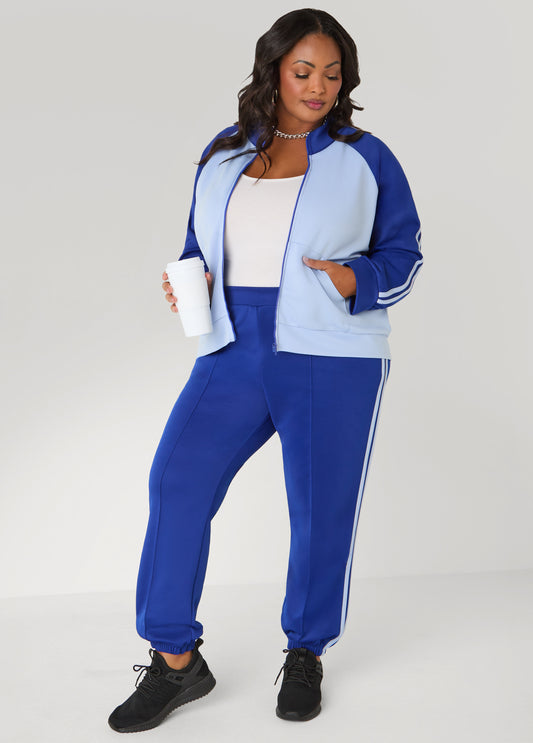 Plus Size Striped Pintucked Joggers