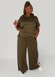 Wide Leg Striped Track Pants