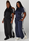 Wide Leg Striped Track Pants