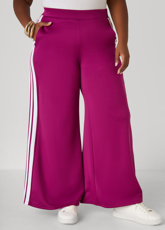 Wide Leg Striped Track Pants