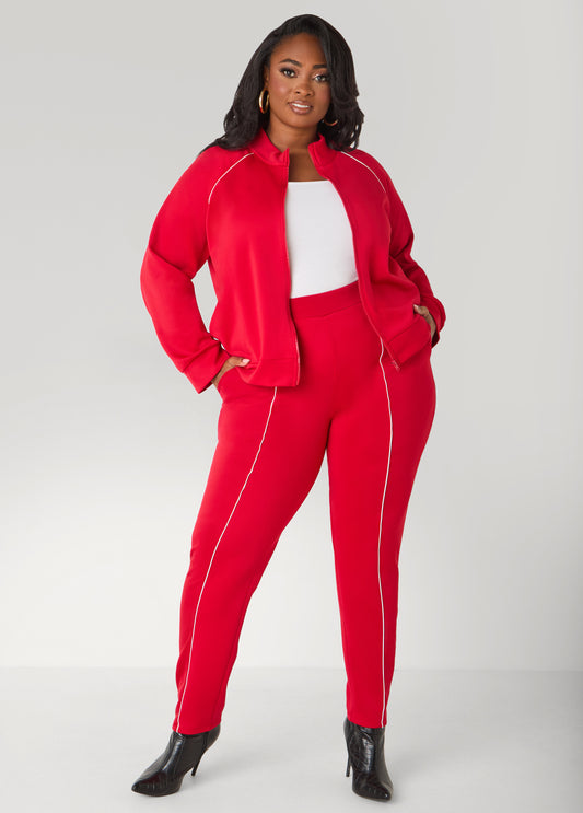 Plus Size Piped Red Track Pants Plus Size Y2K Streetwear Set