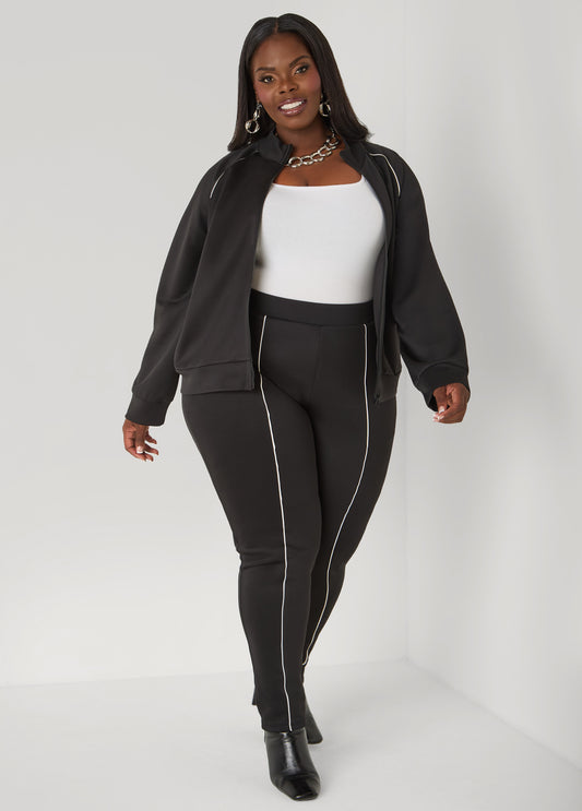 Plus Size Piped Black Track Pants Plus Size Y2K Streetwear Set