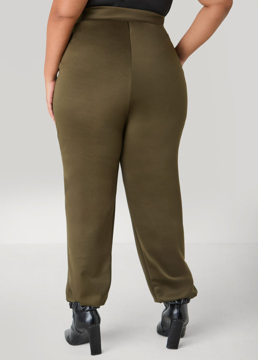 Faux Leather Paneled Joggers