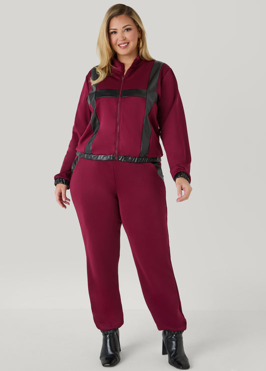 Faux Leather Paneled Joggers