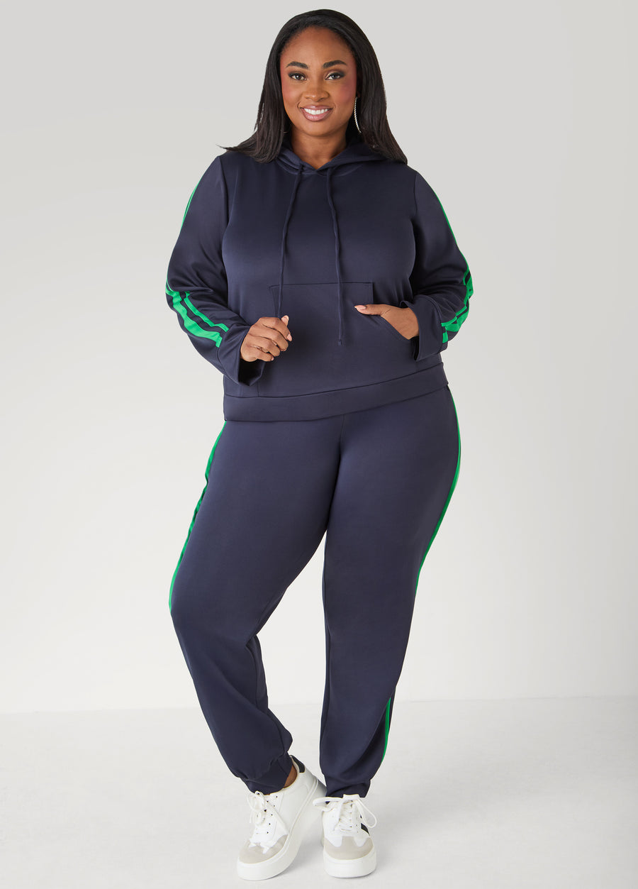 Plus Size Pull On Striped Joggers