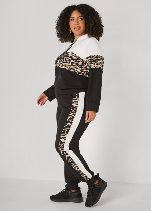 Matching Set Colorblock Animal Print Joggers