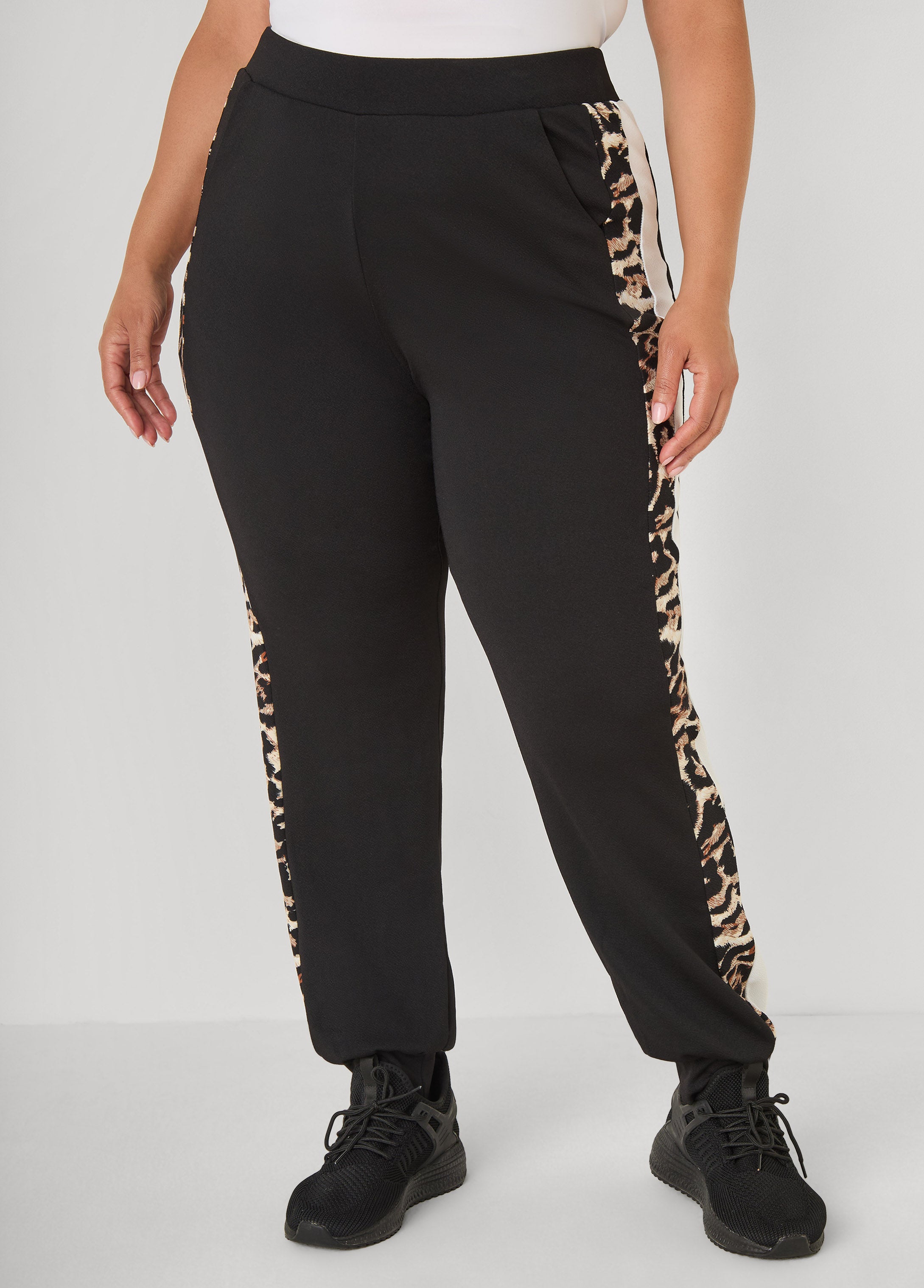 Colorblock Animal Print Joggers