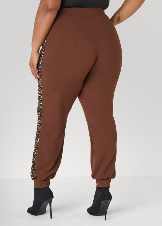 Animal Paneled Textured Joggers